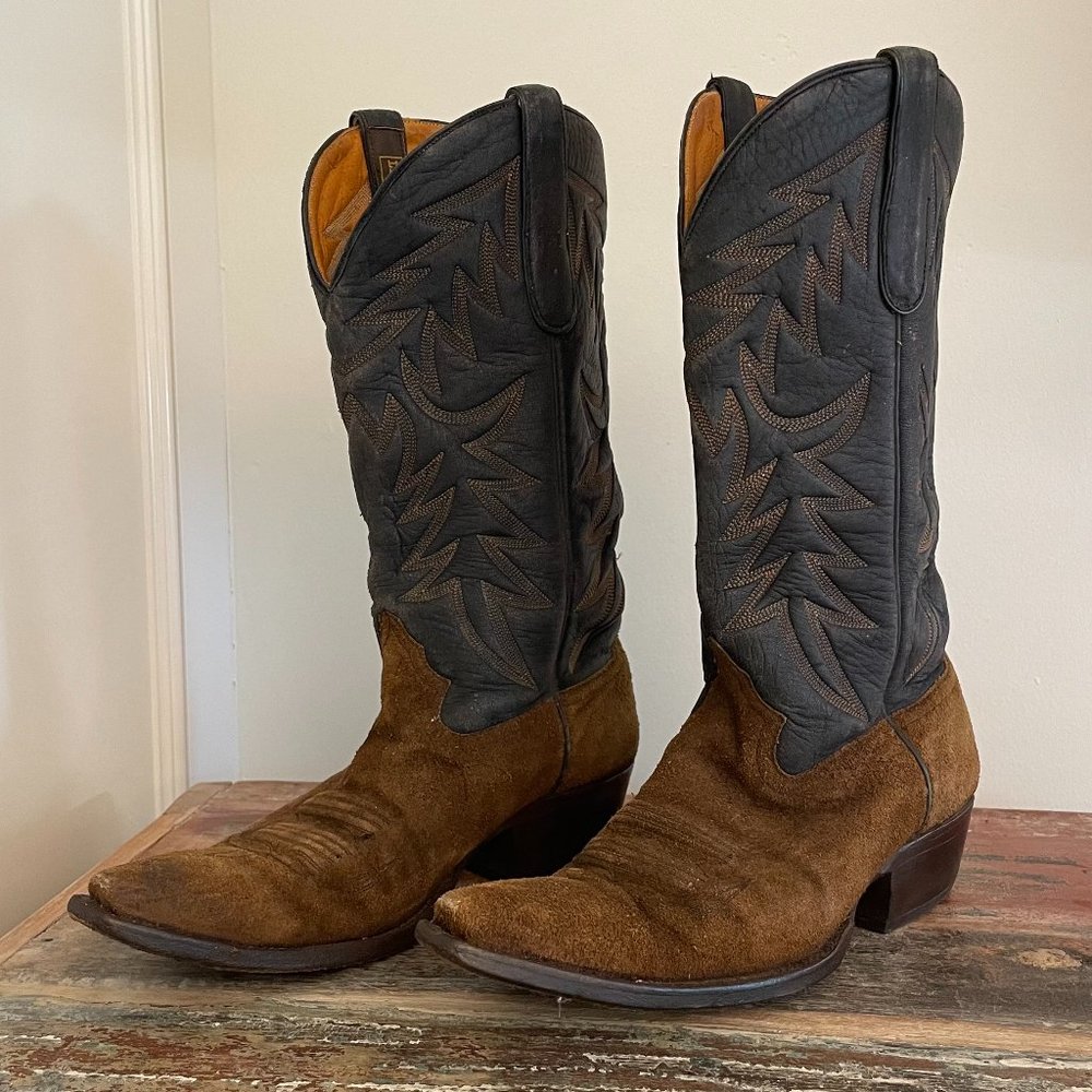 Vintage Liberty Boot Leather & Suede Women's Cowboy Boots Size 7 | Cowgirl Boots